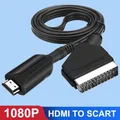 HDMI to SCART Video Audio Converter Adapter 1080P For HDTV DVD Sky Box STB Plug and Play with Power