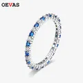 OEVAS 100% 925 Sterling Silver Ruby Sapphire Sparkling High Carbon Diamond Finger Rings For Women