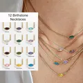 Colorful 12 Birthstone Pendant Necklaces for Women Eye Shape Crystal Gold Color Chain Choker on Neck