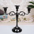 Silver Gold Black Bronze Metal Candlestick Holder Retro 3-Arm Dinner Candelabra Wedding Home Decor