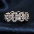 Fashion Luxury Large Row Bling Bling Zircon Rings Women Chain Hip Hop Rings Unisex Jewelry Gifts