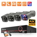 Techage 4K 8MP Surveillance Camera System H.265 8CH PoE NVR Kit Human Detection Red-bule Light Alarm