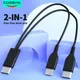 2 in 1 USB Type C Cable Splitter to Micro Type-C Mobile Phone Charging Cable Short Portable Charger