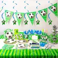 Green Football Theme Boy Birthday Party Decoration Supplies Disposable Tableware Suit Cup Plate