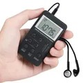 HRD-103 AM FM Digital Radio 2 Band Stereo Receiver Portable Mini Pocket Radios With Headphone 1.5in