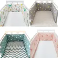 Nordic Stars Baby Bed Thicken Bumpers Zipper Design One-piece Crib Around Cushion Cot Protector