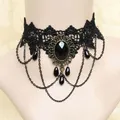 New Sexy Gothic Chokers Crystal Black Lace Neck Choker Necklace Vintage Victorian Women Chocker