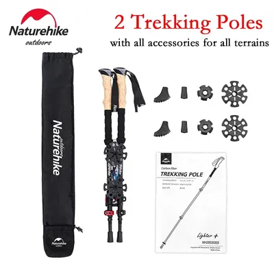 Naturehike 2pcs Trekking Pole Carbon Fiber Telescopic Walking Sticks Tent Foyer Poles Carbon