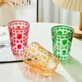 European-Style Colored Plaid Creative Whiskey Glasses Beer Steins Handmade Carved Tumbler Glass