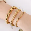 4/6/8mm Stainless Steel Bracelets For Men Women Gold Color Twisted Rope Link Chain Bracelets On the