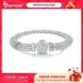 Bamoer 925 Sterling Silver Rose Basic Bracelet Hollow-out Wide Band Chain Platinum Plated for Women