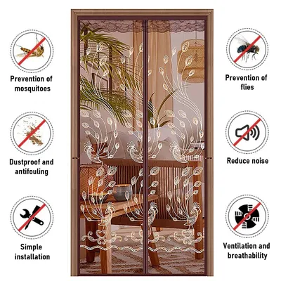 Reinforced Magnetic Screen Door Curtain Anti Mosquito Insect Fly Bug Curtains Automatic Closing Door Magnetic Mesh Insect Screen