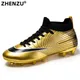 ZHENZU Men Professional Football Boots Kids Boys Football Shoes TF AG Golden Soccer Shoes Cleats