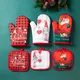 2Pcs/set Christmas Microwave Mitts Thick Household Kitchen Microwave Oven Gloves Heat Insulation