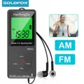 Pocket Radio AM FM Mini Radio LED Display with Pedometer Headphones Digital Tuning Portable Sports