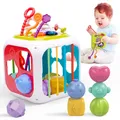 Baby Montessori Sensory Toys Pull String Shape Sorter Box Stacking Blocks Activity Cube Toy Baby