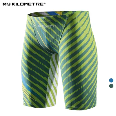 MY KILOMETRE Mens Swimsuit Jammer Endurance Athletic Training Swimsuit Racing Swimming Trunks Shorts Swimwear Men Swim Jammers