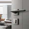 Grey Black Modern Door Handle Lever With Lock For Kitchen Bedroom Bathroom Room Office Hotel