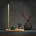 Creative Ceramic Little Monk Incense Burner Set Brass Smoke Backflow Incense Holder with Wooden