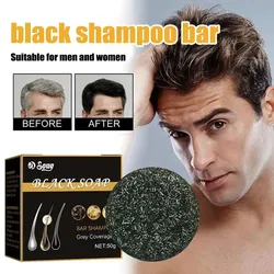 50g Soap Hair Darkening Shampoo Bar Repair Gray White Hair Color Dye Hair Shampoo Natural Grey Gloss