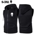 New in Men's and Women's Tank Top Jacket Casual Sleeveless Coat Fashion Hoodie Skull Print Sweater