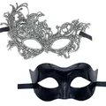 2 Pcs Women Lace Eye Mask Men Masquerade Mask Halloween Party Mask Half Face Mask Prom Mask Venetian