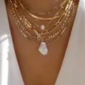 Vintage New Gold Color Multiple Styles Necklace For Women Boho Trendy Multi-Layer Crystal Pendant