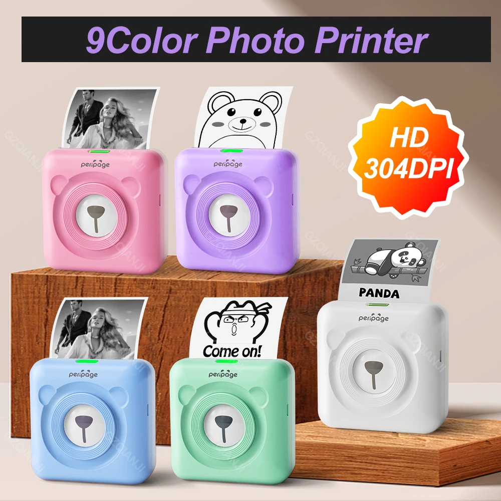 7 farben Peripage A6 304 DPI Mini Foto Drucker Notizen Aufkleber Label Druck Maschine Bluetooth Tragbare Drahtlose Drucker Marker Image