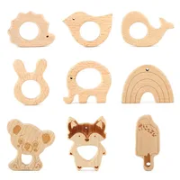 1pc Holz Baby Beißring Food Grade DIY Baby Nagetier Tiny Stange Spielzeug Produkt Cartoon Tiere