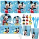 Disney Mickey Mouse Party Supplies Cartoon Birthday Tableware Paper plate Paper Cup Tablecloth for