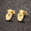 Jisensp Stainless Steel Mom Baby Stud Earrings Love Mum Mothers Earrings for Children Kids Jewelry