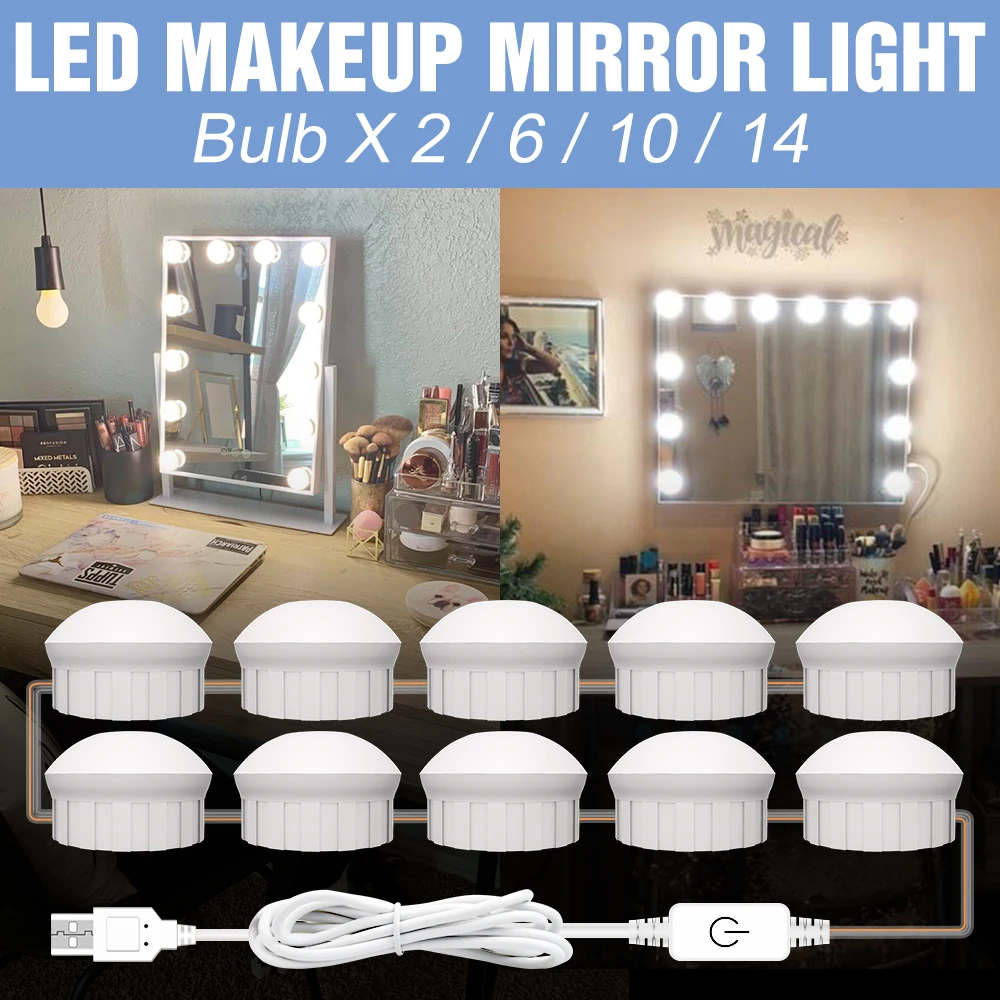 Make-up Spiegel Licht LED Wand leuchte Bad Eitelkeit Lichter stufenlos dimmbar Schmink tisch Lampe Dekoration Schlafzimmer Nachtlicht