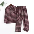 Plaid Design Multi Colors Warm Cotton Flannel Long-sleeved Trousers Pajamas for Men Autumn and