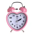 Heart Shape Bell Alarm Clock No Ticking Bell Alarm Clock with Nightlight for Kids Girls Bedroom Home