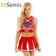 Frauen Cheerleader Cosplay Kostüm Set Pentagramm Back Crop Top mit Mini Plissee Rock Charming Schule