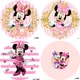 Pink Flower Round Background Circle Photo Backdrop Minnie Mouse Head Baby Shower Birthday Party