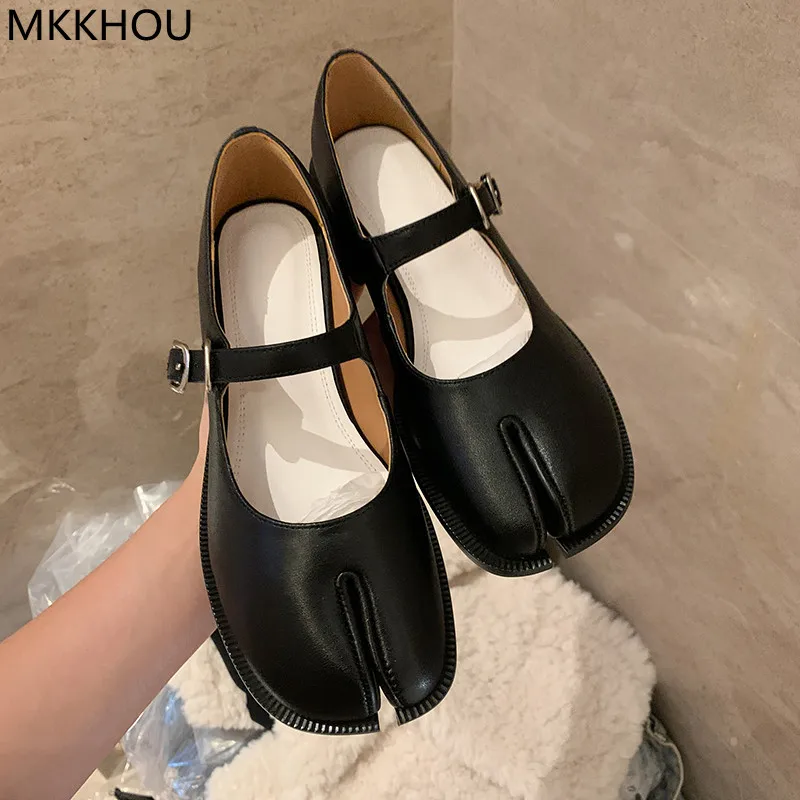 MKKHOU Mode frauen Schuhe Neue Hohe Qualität Leder Split Toe Mary Jane Schuhe Bequem Niedrigen Absatz Frauen Schuhe Lolita