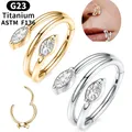 New G23 Titanium The Horse Eye Zircon Conch Nose Ring Design Hinge Segment Clicker Helix Earrings