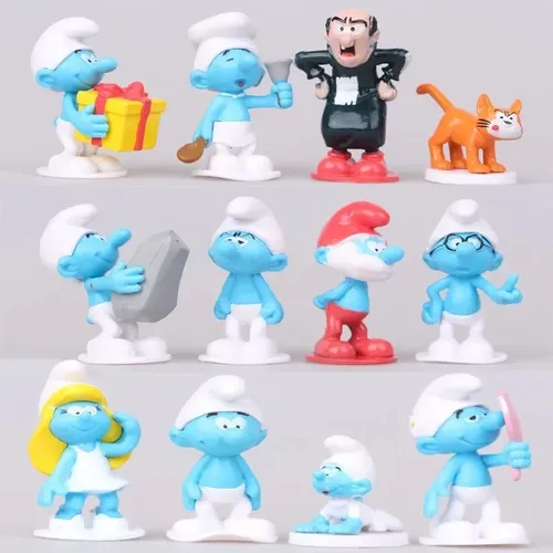 12 stücke Cartoon Schlümpfe Figur Spielzeug Schlumpf Anime PVC Modell Spielzeug niedlichen blauen