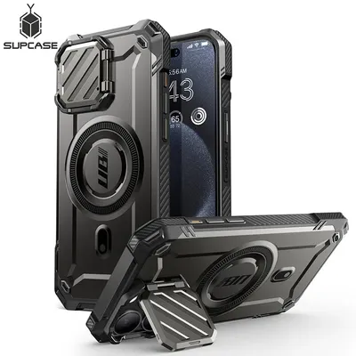 SUPCASE For iPhone 15 Pro Max Case 6.7" 2023 UB Mag XT Full Body Rugged Case with Camera Cover & Built-in Kickstand