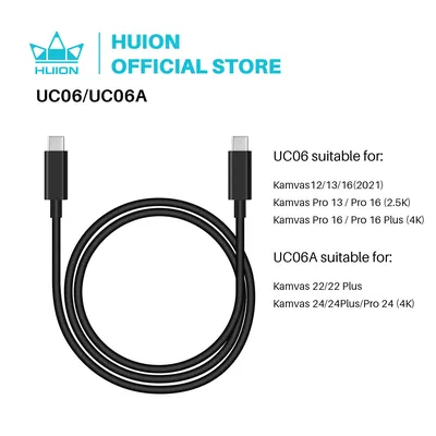 Huion UC06 / UC06A Full-Featured USB-C zu USB-C Kabel USB 3 1 für Kamvas 13 / Kamvas 22/kamvas 22