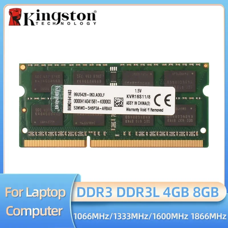 Kingston Laptop DDR3L DDR3 8 GB 4 GB 1066 MHz 1333 MHz 1600 MHz 1866 MHz SO-DIMM PC3-8500 10600 12800 Notebook Ram DDR3 Dual Channel Image