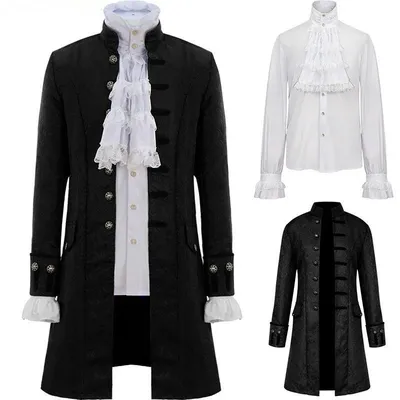 Herren Kinder Steampunk Trenchcoat/Hemd Vintage Prinz Mantel Mittelalter Renaissance Jacke Viktorianisch Edwardian Cosplay Kostüm Image