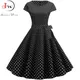 Retro schwarz Tupfen Sommerkleid Frauen Vintage 50er 60er Jahre Rockabilly Party Kleid Robe Femme