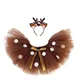 Baby Mädchen Brown Deer Tutu Rock Weihnachten Kostüm Kinder Rentier Tüll Rock mit Weißen Punkten