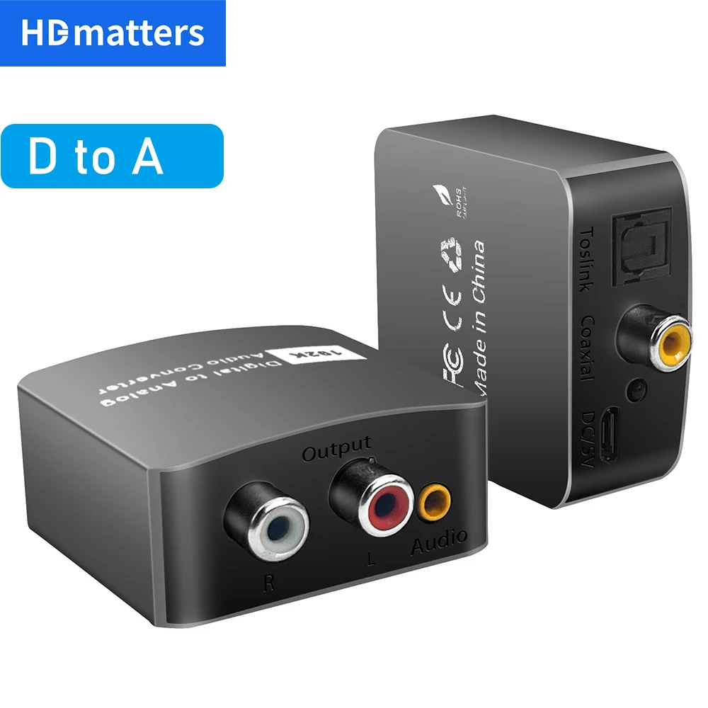 Digital-Analog-Audio-Wandler DAC Digital Audio Koaxial-Toslink zu Analog-L/R-Audio-Wandler mit 3,5mm für PS4 HDTV Image