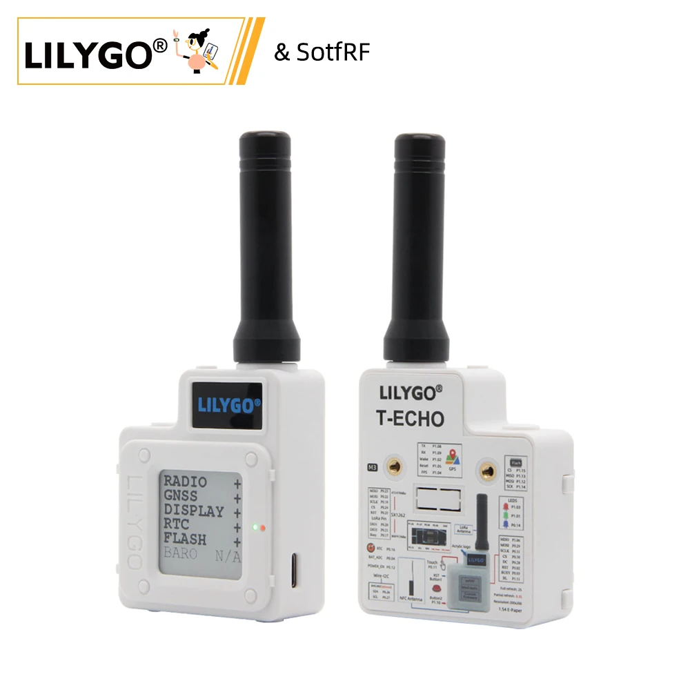 LILYGO® TTGO SotfRF T-Echo NRF52840 LoRa SX1262 433/868/915MHz Drahtlose Modul L76K GPS 1,54 E-papier BME280 Sensor für Arduino Image