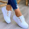 Sommer Weiß Frauen Schuhe Mode Runde Kappe Plattform Schuhe Plus Größe Casual Sneakers Lace Up