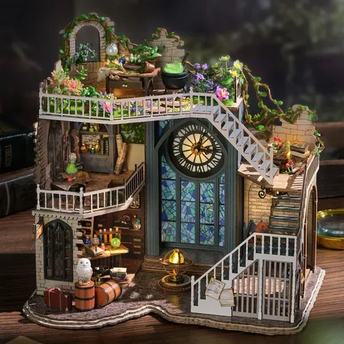 Cute bee DIY Miniatur Puppenhaus Kit Holz Puppenhaus Zimmer box magische Werkstatt Garten mit Licht