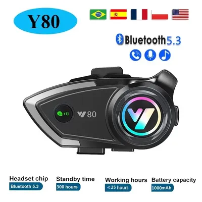 Y80 motorrad helm bluetooth headset wireless v 5,3 hands free anruf musik kopfhörer für fahrer moto gps wasserdichte kopfhörer